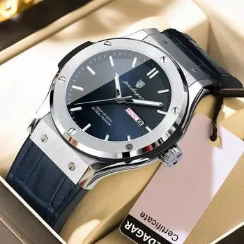 Мужские деловые наручные часы с силиконовым ремешком, кварцевые повседневные мужские часы с датой, неделей, светящиеся водонепроницаемые оригинальные часы