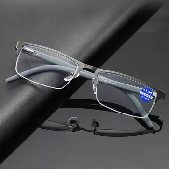 Мужские деловые очки для чтения TR90 из титанового сплава, очки для дальнего зрения, сверхлегкие очки для дальнозоркости +1.0 дубильная кора