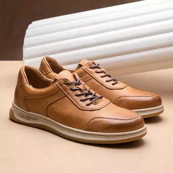 Мужские деловые повседневные кожаные туфли ручной работы из натуральной кожи в британском стиле с мягкой подошвой и дышащим первым слоем из коровьей кожи 38 коричневый