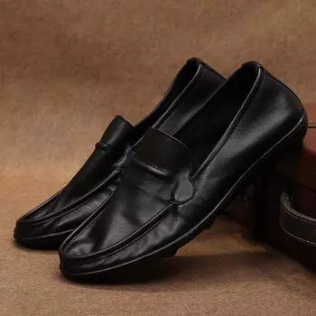 Мужские деловые повседневные туфли из коровьей кожи, черные классические универсальные кожаные туфли, мужские туфли для вождения с мягкой подошвой One-step 37