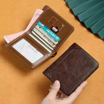 Мужские деловые складные кошельки, кожаный повседневный держатель для кредитных карт, короткий мужской кошелек, мужской кошелек высокого качества, сумка для денег хаки