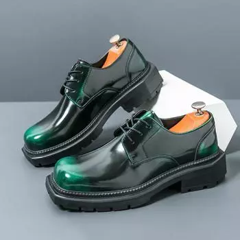 Мужские деловые туфли большого размера, новые модные мужские туфли на платформе, повседневные туфли, трендовые туфли из глянцевой кожи 38