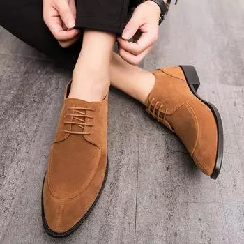 Мужские деловые туфли-дерби с контрастной строчкой, свадебные блейзеры, туфли-седла из замши EU: 38 чёрный