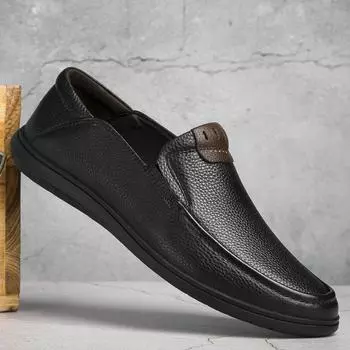 Мужские деловые туфли из натуральной кожи, мягкие мокасины, удобная повседневная обувь для мужчин, осенние однотонные черные мужские кроссовки 6