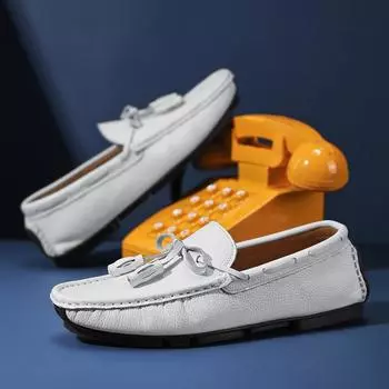 Мужские деловые туфли из натуральной кожи, повседневные туфли на плоской подошве, мужские туфли для вечеринок и вождения, дышащие мокасины, мужская повседневная обувь 6.5