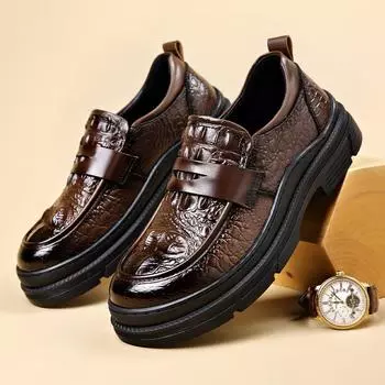 Мужские деловые туфли-лоферы слипоны из роскошной кожи весна-осень дизайнерская мода высокое качество круглый носок повседневная рабочая обувь для мужчин 6.5