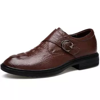 Мужские деловые туфли Monk Strap Slip on из натуральной кожи, повседневные туфли ручной работы для мужчин с пряжкой, большой размер 49 36 чёрный