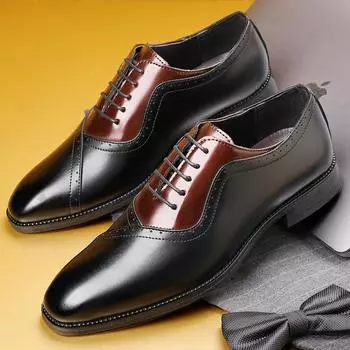 Мужские деловые туфли Оксфорды из лакированной кожи Классические туфли Лоферы Официальные туфли Дерби для мужчин 39 коричневый