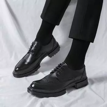 Мужские деловые туфли ручной работы, броги, вечерние кожаные свадебные туфли, мужские туфли на плоской подошве, кожаные формальные туфли, дышащие мужские оксфорды 6.5