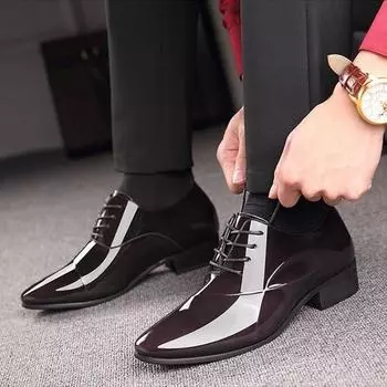 Мужские деловые туфли с острым носком, модельные туфли, модные свадебные офисные туфли, кожаные туфли, большие размеры, Chaussures Pour Hommes 38 чёрный