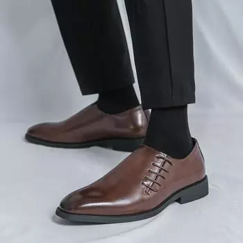 Мужские дерби, деловые, деловые, кожаные туфли, мужские, ретро, смокинг, свадебные, блейзеры, классические туфли, большие размеры EU: 38 чёрный