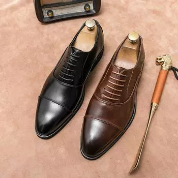 Мужские дерби, деловые туфли, черные броги, смокинг, свадебные блейзеры, туфли-седла, большой размер EU: 38 чёрный