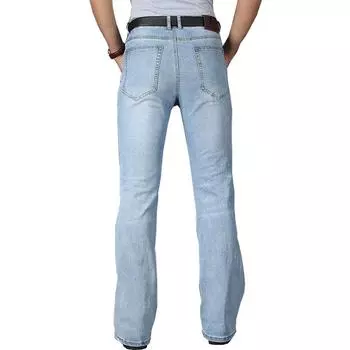 Мужские дизайнерские классические джинсовые джинсы свободного кроя с высокой талией и расклешенными штанинами 28 светло-синий