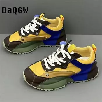Мужские дизайнерские кроссовки Chunky Sneaker, модные повседневные туфли из натуральной воловьей кожи с увеличенной внутренней платформой 38