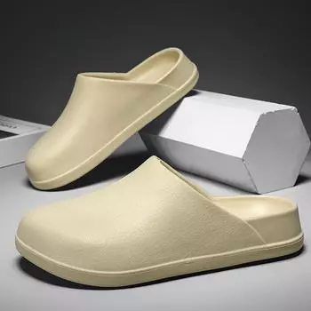 Мужские дизайнерские сандалии, летние уличные полутапочки, мягкие тапочки, легкая пляжная обувь, нескользящие мужские сандалии Cloud 36-37 хаки