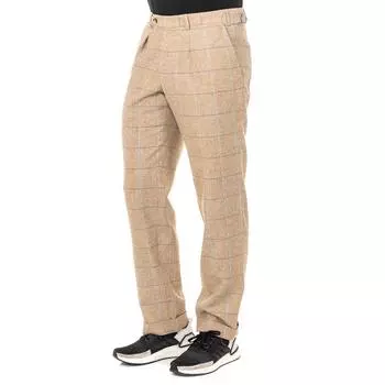 JMTJ01 Мужские клетчатые длинные брюки с манжетами по низу 32-USA коричневый