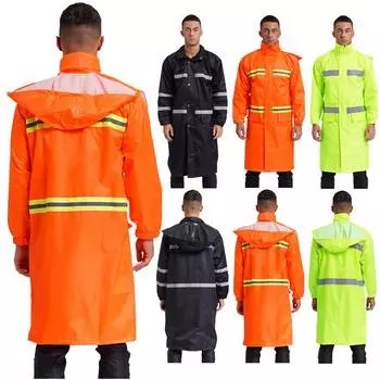Мужские длинные дождевики с капюшоном, дождевики, водонепроницаемая рабочая куртка-пончо M чёрный