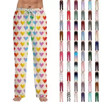 Мужские домашние брюки с принтом Allover, пижамные брюки для сна, длинные брюки, пижамные брюки, брюки для йоги XXL