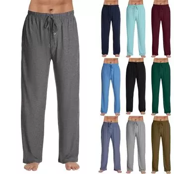 Мужские домашние брюки с принтом Allover, пижамные брюки для сна, длинные брюки, пижамные брюки, брюки для йоги L чёрный