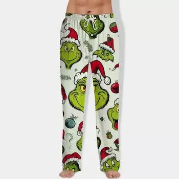 Мужские домашние брюки с принтом Allover, пижамные брюки для сна, длинные брюки, пижамные брюки, брюки для йоги S чёрный