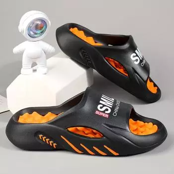 Мужские домашние и уличные тапочки Тапочки с подошвой Eva для мужчин Взрослые мужские сандалии Тапочки Шлепанцы Мужская обувь Кроссовки Домашние тапочки 38-39 чёрный/серый