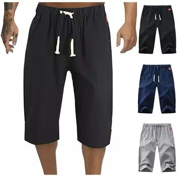 Мужские домашние модные повседневные базовые свободные дышащие быстросохнущие брюки XL чёрный