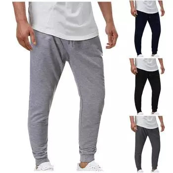 Мужские домашние модные повседневные базовые свободные дышащие быстросохнущие брюки XXL чёрный