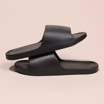 Мужские домашние тапочки из кожи с принтом, женские тапочки для ванной, мягкие нескользящие домашние тапочки для пар, семейная домашняя обувь 36-37(22.5cm) чёрный