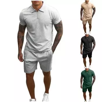 Мужские домашние уличные модные повседневные базовые свободные дышащие быстросохнущие комплекты XXL зелёный