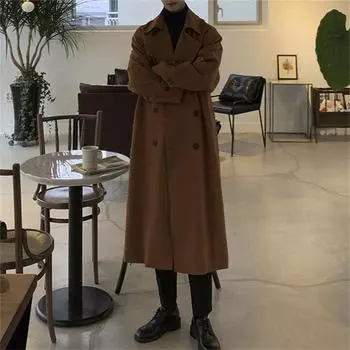 Мужские домашние уличные модные повседневные базовые свободные дышащие быстросохнущие пальто L кофейный