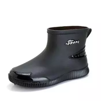 Мужские дождевые туфли Plus Velvet Keep Warm Средний ствол Удобные износостойкие нескользящие модные дикие водонепроницаемые зимние основные Push 40