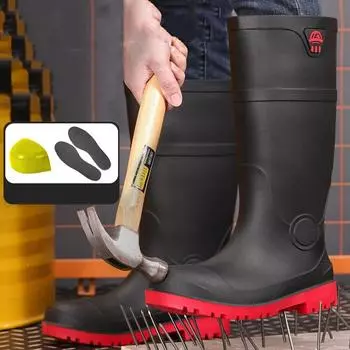 Мужские дождевые туфли со стальной головкой, защитная обувь, устойчивая к ударам и проколам, водонепроницаемые легкие рабочие кроссовки, большие размеры 38-45 44