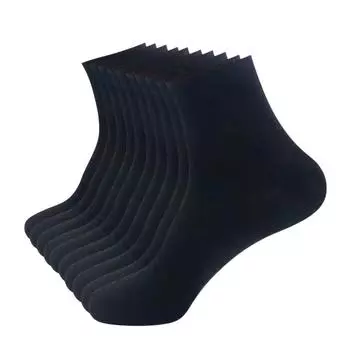 Мужские двойные прочные хлопковые носки, мягкие влагоотводящие носки, упаковка из 10 пар One Size чёрный