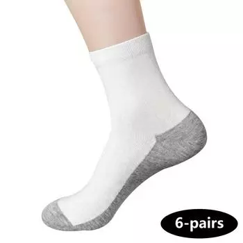 Мужские двойные прочные хлопковые носки, упаковка из 6 пар One Size белый