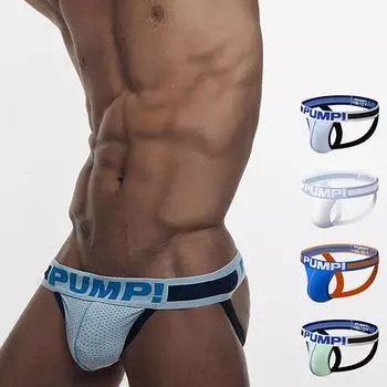 Мужские двойные трусики-стринги, сексуальные однотонные дышащие трусы-стринги L