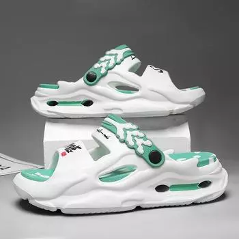 Мужские двухцветные летние сандалии: Шлепанцы на толстой подошве с открытым носком. 36-37 чёрный