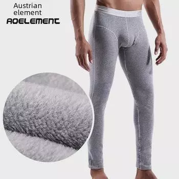 Мужские двухслойные бархатные теплые леггинсы - осенние и зимние хлопковые брюки L серый