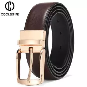 Мужские двусторонние деловые ремни, повседневные высококачественные ремни из натуральной кожи, мужские винтажные роскошные ремни 95CM чёрный