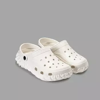 Мужские дырявые туфли, спортивная одежда, износостойкие тапочки на толстой подошве, пляжные сандалии для отдыха на природе 36/37 белый