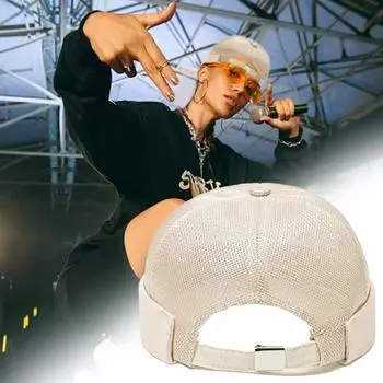Мужские дышащие кепки без полей, шляпа для папы, сетчатая купольная шляпа в стиле хип-хоп, однотонная, регулируемая, легкая