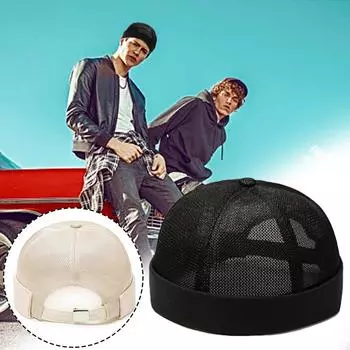 Мужские дышащие кепки без полей, шляпа для папы, сетчатая купольная шляпа в стиле хип-хоп, однотонная, регулируемая, легкая