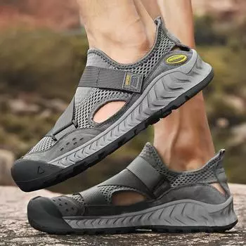 Мужские дышащие кроссовки, брендовая мужская обувь без застежек, роскошные мужские сандалии с вырезами, мужские удобные мокасины, мужская обувь для вождения 38 чёрный