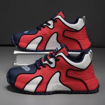 Мужские дышащие кроссовки для активного отдыха больших размеров, модные кроссовки для бега, универсальные нескользящие кроссовки 39 красный