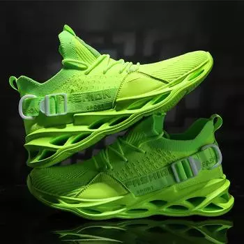 Мужские дышащие кроссовки для бега, удобные кроссовки, мужские сверхлегкие летающие тканые кроссовки, большой размер 39-49 39 чёрный/зелёный