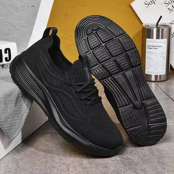 Мужские дышащие кроссовки для ходьбы, спортивная обувь для бега, мужская обувь, легкая, удобная, со шнуровкой, Tenis Masculino Zapatillas Hombre 39 чёрный