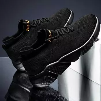 Мужские дышащие кроссовки, кроссовки для мужчин и женщин, сверхлегкие эластичные носки, теннисная спортивная черная обувь 35 чёрный/разноцветный