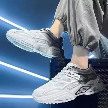 Мужские дышащие кроссовки, летние новые модные универсальные кроссовки на платформе, мужские теннисные туфли, легкие повседневные туфли на шнуровке 39