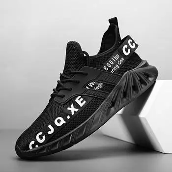 Мужские дышащие кроссовки, модные удобные кроссовки, легкие спортивные кроссовки большого размера для бега 39 чёрный