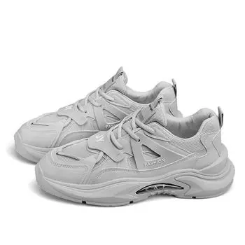 Мужские дышащие кроссовки на массивной подошве, спортивные прогулочные кроссовки, мужские уличные кроссовки на платформе, повседневная мужская обувь в уличном стиле 39 чёрный