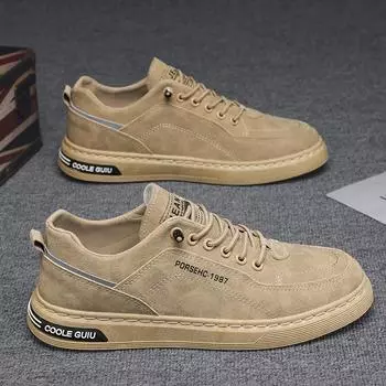 Мужские дышащие кроссовки весна-лето 2024: Модные повседневные спортивные туфли без застежек 43 хаки